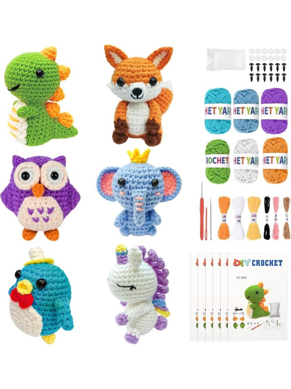 6PCS Crochet Kit for Beginners - 2026 Christmas Knitting Set with Video